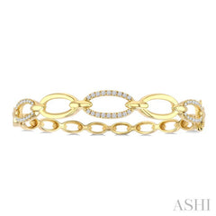 1/2 Ctw Round Cut Diamond Open Window Oval Link Bangle in 14K Yellow Gold