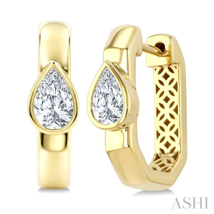5/8 Ctw Pear Cut Diamond Fashion Hoop Earrings in 14K Yellow Gold