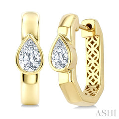 5/8 Ctw Pear Cut Diamond Fashion Hoop Earrings in 14K Yellow Gold