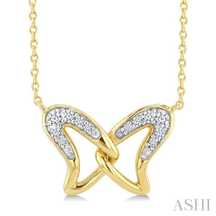 1/10 Ctw Round Cut Diamond Interlock Wings Pendant With Chain in 10K Yellow Gold