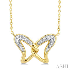 1/10 Ctw Round Cut Diamond Interlock Wings Pendant With Chain in 10K Yellow Gold