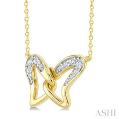 1/10 Ctw Round Cut Diamond Interlock Wings Pendant With Chain in 10K Yellow Gold
