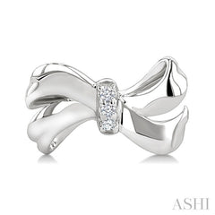 1/50 Ctw Round Cut Diamond Bow Fashion Earrings in Sterling Silver