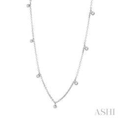 1/4 Ctw Mini Mount Round Cut Diamond Station Necklace in 14K White Gold