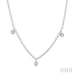 1/4 Ctw Mini Mount Round Cut Diamond Station Necklace in 14K White Gold
