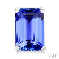 6X4 MM Octagon Shape Tanzanite Precious Gemstone Stud Earrings in 14K White Gold