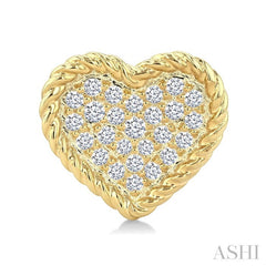 1/5 Ctw Round Cut Diamond Rope Border Heart Motif Fashion Stud Earring in 10K Yellow Gold