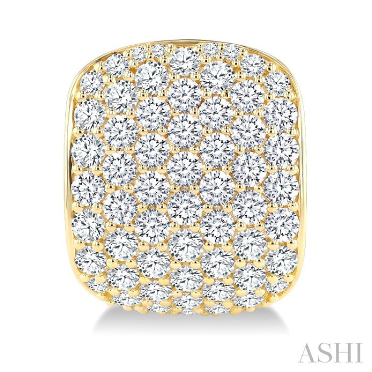 4 3/4 Ctw 7 Row Round Cut Diamond Fashion Half Hoop Earrings in 14K Yellow Gold