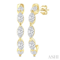 3/4 Ctw Marquise Cut Diamond Fashion Half Hoop Earring in 14K Yellow Gold