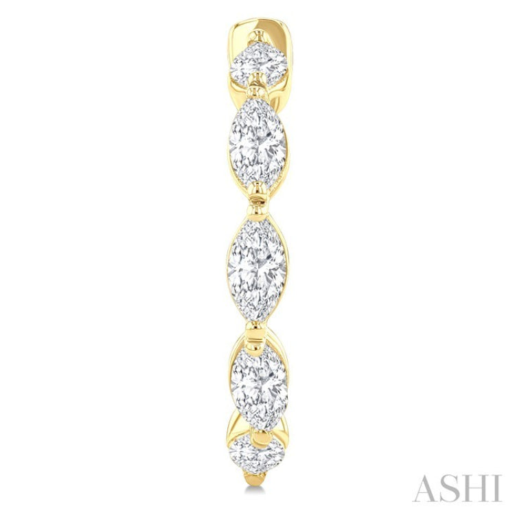 3/4 Ctw Marquise Cut Diamond Fashion Half Hoop Earring in 14K Yellow Gold