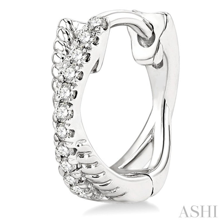 1/6 Ctw Petite Criss Cross Rope and Round Cut Diamond Fashion Huggies in 14K White Gold