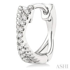 1/6 Ctw Petite Criss Cross Rope and Round Cut Diamond Fashion Huggies in 14K White Gold