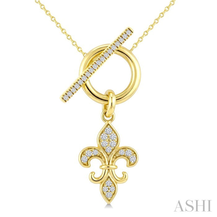 1/5 Ctw Round Cut Diamond  Fleur Toggle Fashion Necklace in 10K Yellow Gold