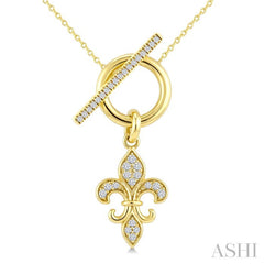 1/5 Ctw Round Cut Diamond  Fleur Toggle Fashion Necklace in 10K Yellow Gold
