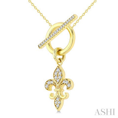 1/5 Ctw Round Cut Diamond  Fleur Toggle Fashion Necklace in 10K Yellow Gold