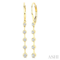 1/3 Ctw Round Cut Diamond Fashion Long Earrings in 14K Yellow Gold