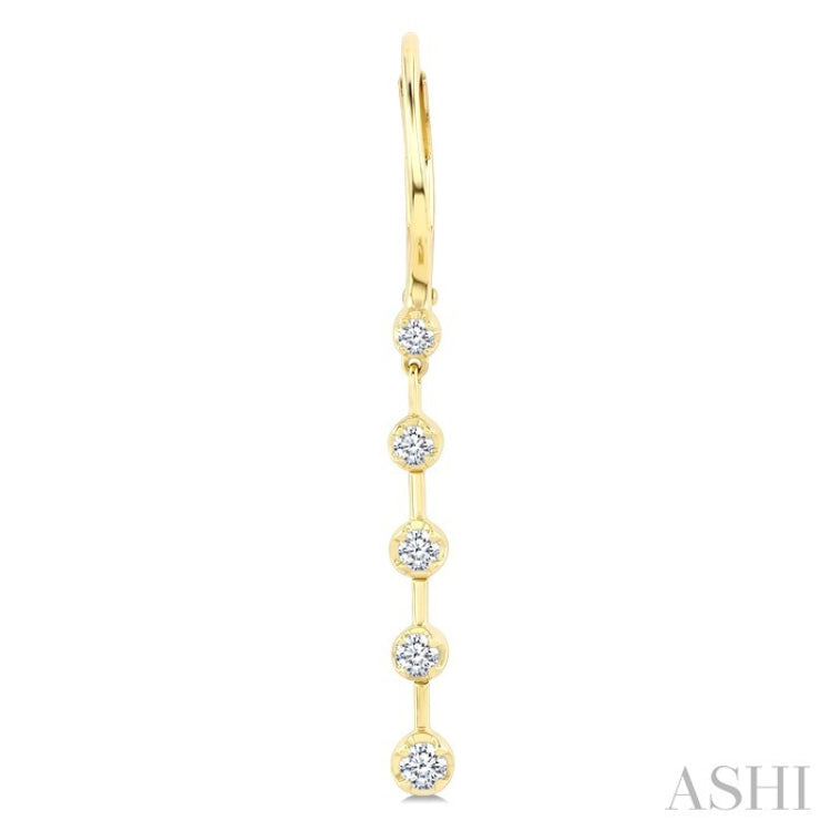 1/3 Ctw Round Cut Diamond Fashion Long Earrings in 14K Yellow Gold