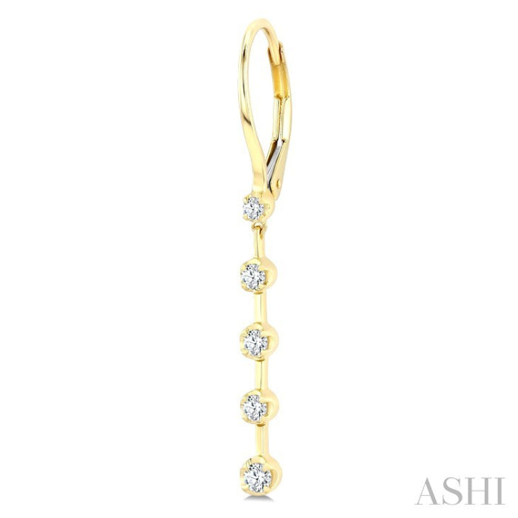 1/3 Ctw Round Cut Diamond Fashion Long Earrings in 14K Yellow Gold