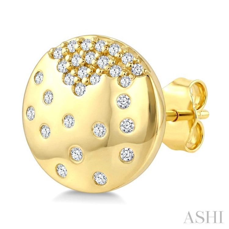 1/5 Ctw Round Cut Diamond Circle Mosaic Stud Earrings in 10K Yellow Gold