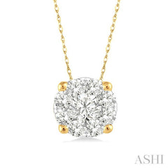 1/8 Ctw Round Cut Diamond Lovebright Pendant in 14K Yellow and White Gold with Chain