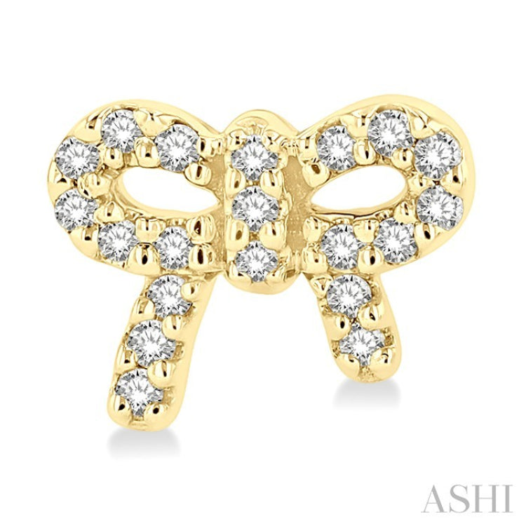 1/8 Ctw Bow Tie Round Cut Diamond Petite Fashion Earring in 10K Yellow Gold