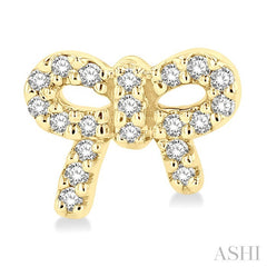 1/8 Ctw Bow Tie Round Cut Diamond Petite Fashion Earring in 10K Yellow Gold