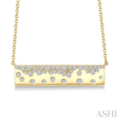 1/3 Ctw Round cut Diamond Horizontal Mosaic Bar Necklace in 10K Yellow Gold