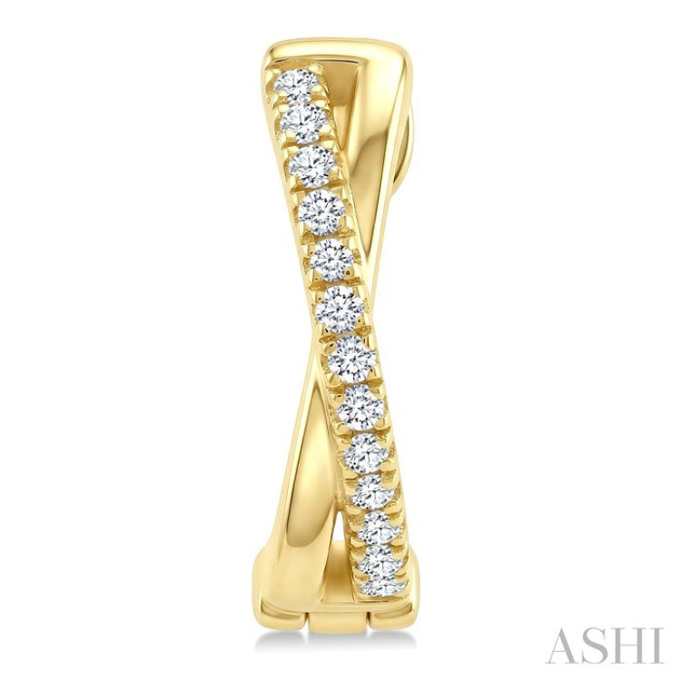 1/10 Ctw 'X' Petite Round Cut Diamond Fashion Huggie Earrings in 10K Yellow Gold