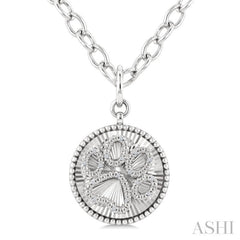 1/10 Ctw Dog Paw Round Cut Diamond Pirouette Round Fluted Medallion Fashion Pendant With Chain in Sterling Silver