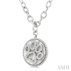 1/10 Ctw Dog Paw Round Cut Diamond Pirouette Round Fluted Medallion Fashion Pendant With Chain in Sterling Silver