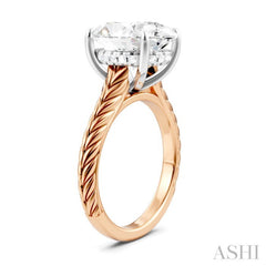 1/10 Ctw Oval Shape Round Cut Diamond Semi-Mount Engagement Ring in 14K Rose and White Gold