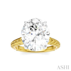 1/10 Ctw Oval Shape Round Cut Diamond Semi-Mount Engagement Ring in 14K Yellow and White Gold