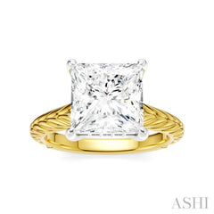 1/10 Ctw Princess Shape Round Cut Diamond Akari Wheat Shank Semi-Mount Engagement Ring in 14K Yellow and White Gold