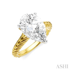 1/10 Ctw Pear Shape Round Cut Diamond Akari Wheat Shank Semi-Mount Engagement Ring in 14K Yellow and White Gold