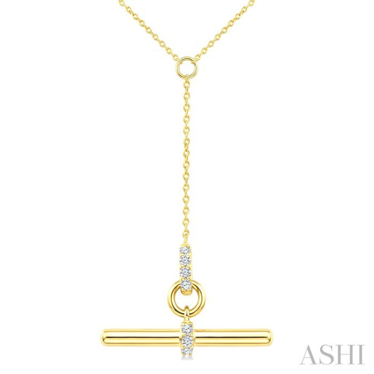 1/10 Ctw Round Cut Diamond T-Bar Fashion Necklace in 10K Yellow Gold