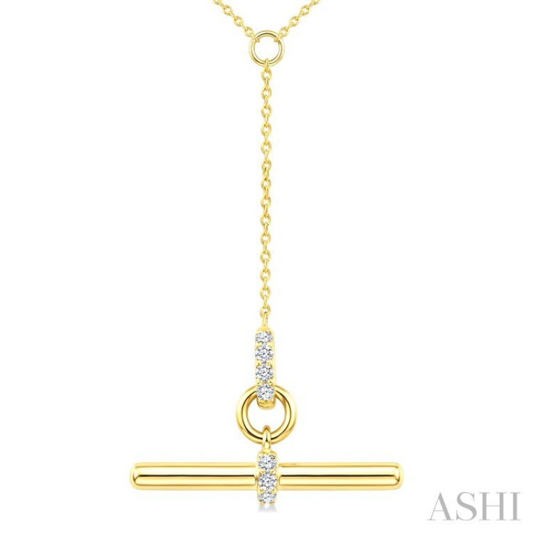 1/10 Ctw Round Cut Diamond T-Bar Fashion Necklace in 10K Yellow Gold