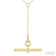 1/10 Ctw Round Cut Diamond T-Bar Fashion Necklace in 10K Yellow Gold