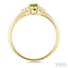 1/20 Ctw Oval Cut 6X4 MM Peridot and Round Cut Diamond semi-precious Ring in 10K Yellow Gold