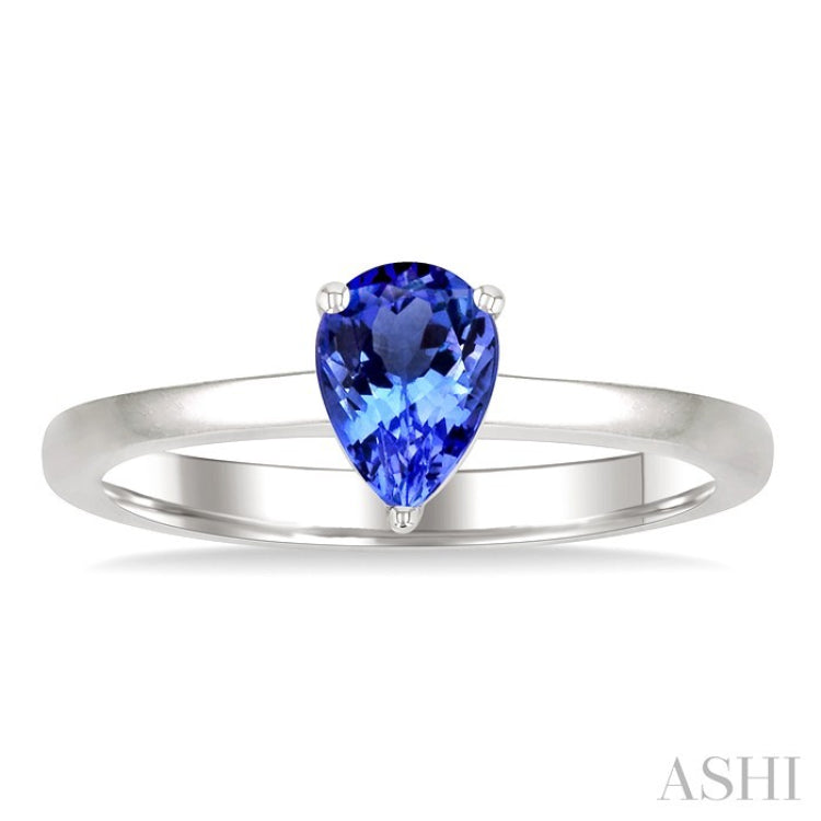 7X5MM Pear Cut Tanzanite Precious Solitaire Ring in 14K White Gold