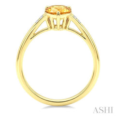 16X6 MM Evoque Gemstone Pear Shape Citrine and 1/50 Ctw Round Cut Diamond Semi-Precious Ring in 10K Yellow Gold