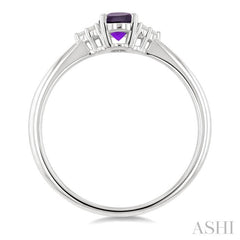1/20 Ctw Oval Cut 6X4 MM Amethyst and Round Cut Diamond semi-precious Ring in 10K White Gold