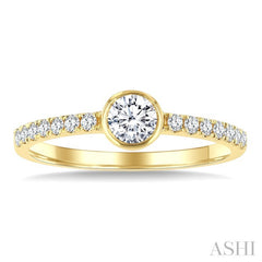 1/2 Ctw Luna Bezel Bezel Set Round Cut Diamond Ring in 14K Yellow Gold
