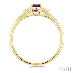 1/20 Ctw Oval Cut 6X4 MM Amethyst and Round Cut Diamond Semi Precious Ring in 10K Yellow Gold