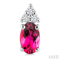 1/20 Ctw Oval Cut 5X3 MM Pink Tourmaline and Round Cut Diamond semi-precious Earrings in 10K White Gold