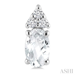 1/20 Ctw Oval Cut 5X3 MM White Topaz and Round Cut Diamond semi-precious Earrings in 10K White Gold