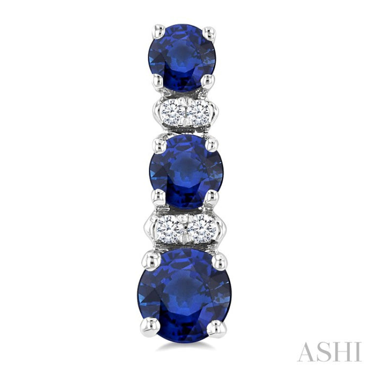 2.2-3.3 MM Round Shape Sapphire and 1/50 Ctw Round Cut Diamond Hoop  Earrings in 10K White Gold