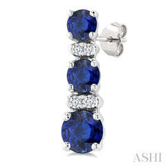 2.2-3.3 MM Round Shape Sapphire and 1/50 Ctw Round Cut Diamond Hoop  Earrings in 10K White Gold