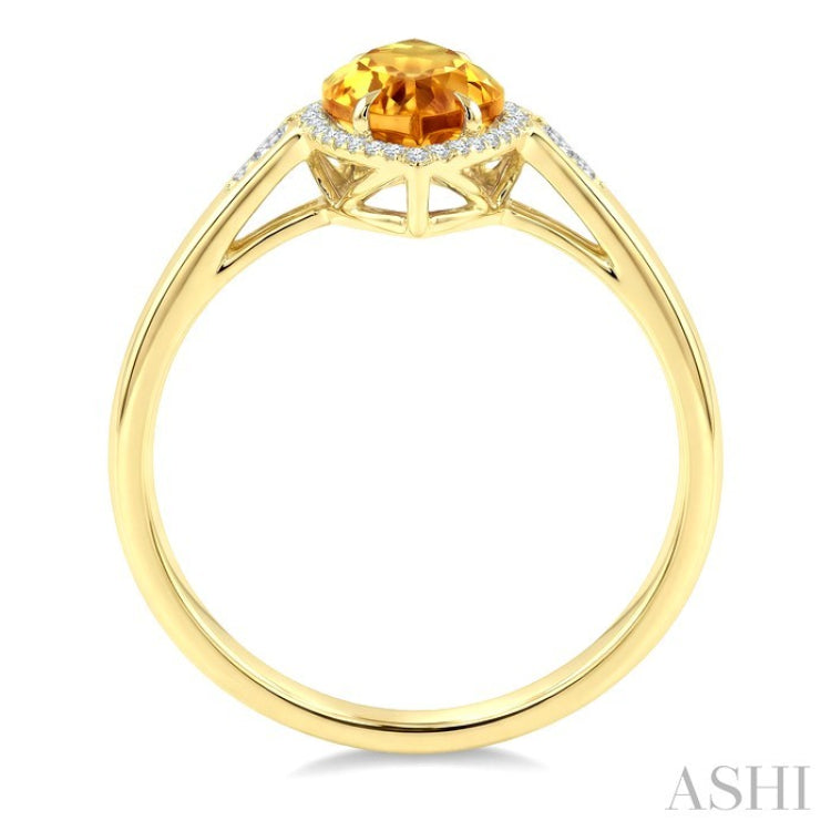 16X7 MM Evoque Gemstone Marquise Shape Citrine and 1/6 Ctw Round Cut Diamond Semi-Precious Ring in 10K Yellow Gold