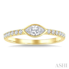1/2 Ctw Luna Bezel East-West Marquise Cut and Round Cut Diamond Ring in 14K Yellow Gold