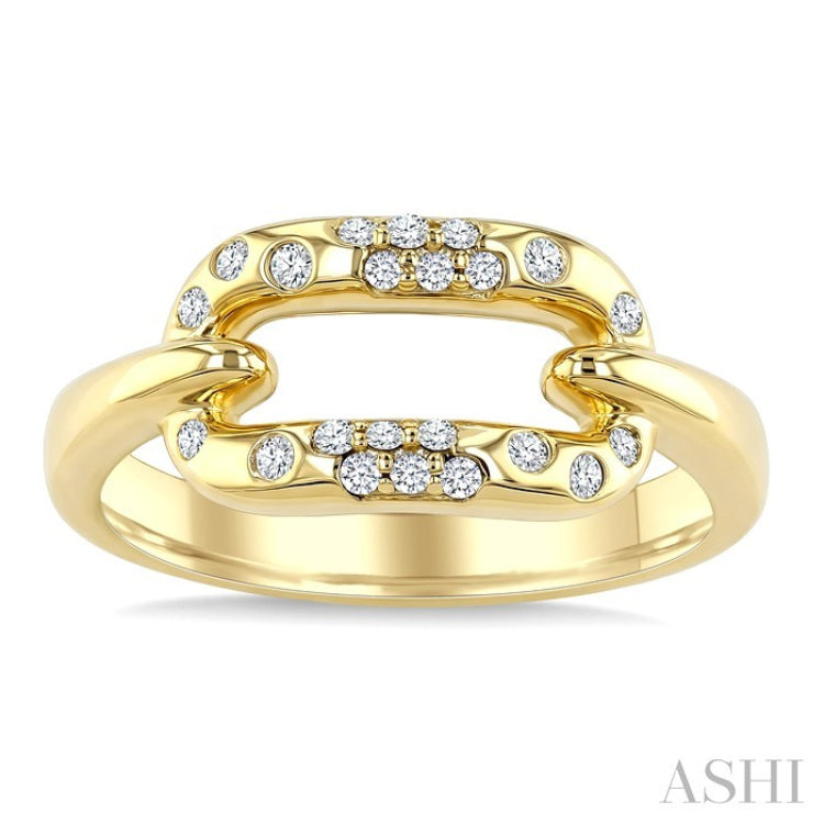 1/5 Ctw Round Cut Diamond Paperclip Mosaic Ring in 10K Yellow Gold
